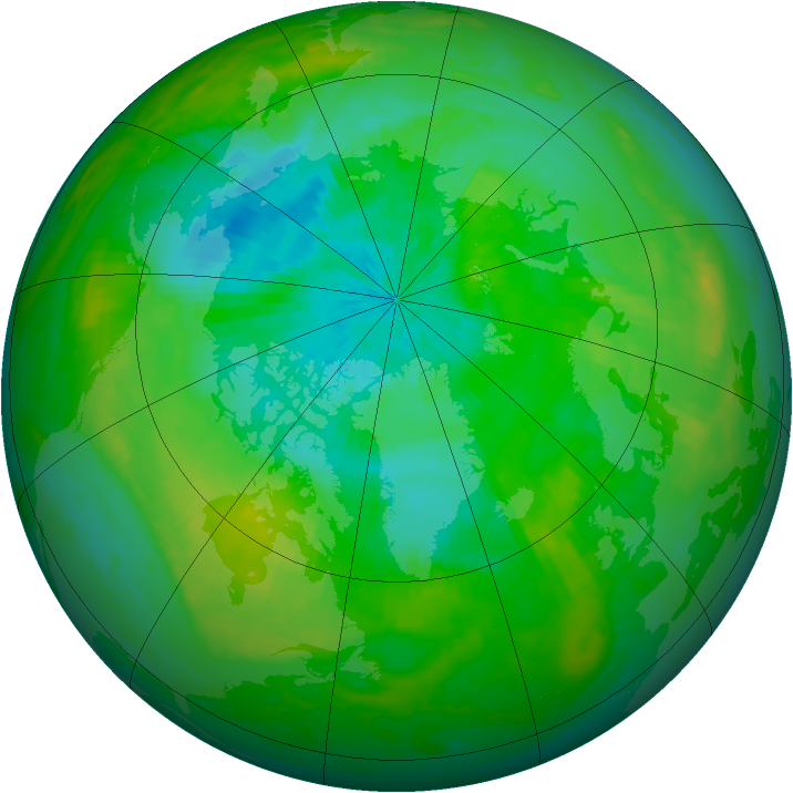 Arctic ozone map for 20 August 1987